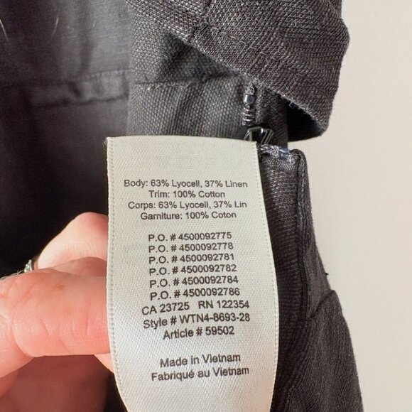 Aritzia Wilfred Brax Linen Blend Cropped V Neck Wrap Jumpsuit Black Size 6 - Picture 7 of 7